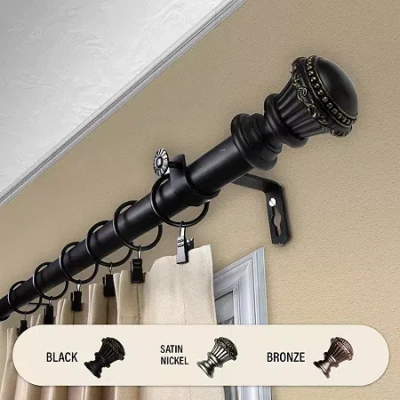 Rod Desyne Chance 1 In Adjustable Curtain Rod In Black