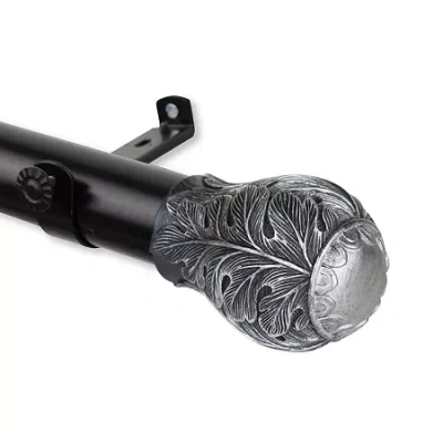 Rod Desyne Leaf 1 1/2 In Adjustable Curtain Rod In Black