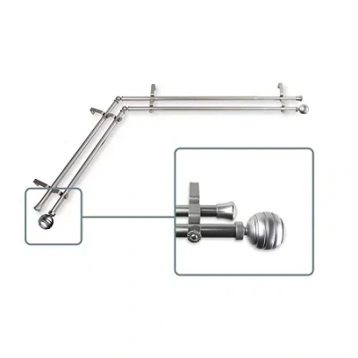 Rod Desyne Poise Corner Double Curtain Rod In Silver