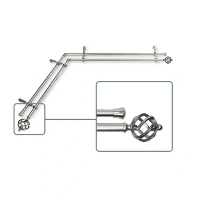 Rod Desyne Twist Corner Double Curtain Rod In Silver