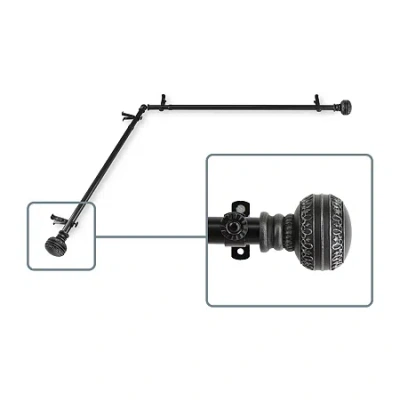 Rod Desyne Ornament Corner Window 3/4 In Adjustable Curtain Rod In Black