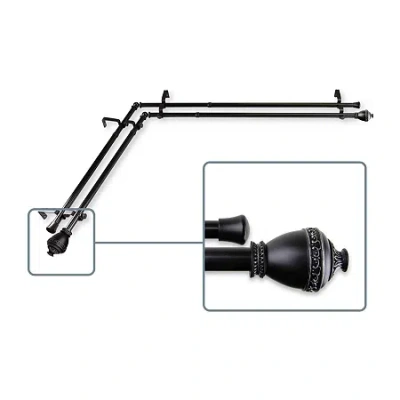 Rod Desyne Amelie Corner Window Double Curtain Rod In Black
