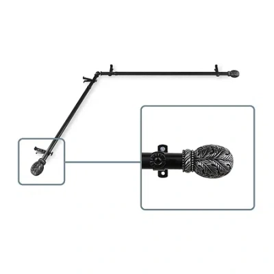 Rod Desyne Forest Corner Window 3/4 In Adjustable Curtain Rod In Black