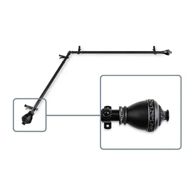 Rod Desyne Amelie Corner Window 3/4 In Adjustable Curtain Rod In Black