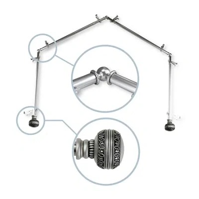 Rod Desyne Ornament 4-sided Bay Window Rod In Silver