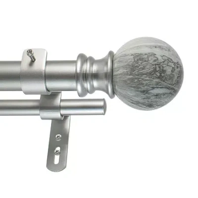 Decopolitan Gray Marble Double Curtain Rod In Silver