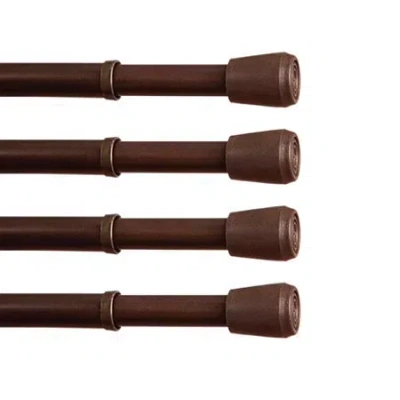 Kenney Fast Fit No Tools 4 Pack 7/16 In Tension Curtain Rod In Brown