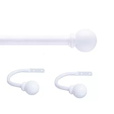 Kenney Chelsea Decorative Curtain Rod & Holdback Set 5/8 In Adjustable Curtain Rod In White