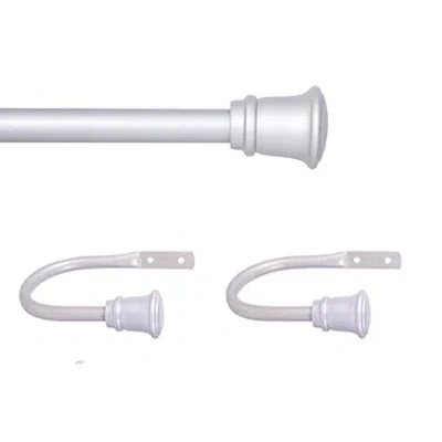 Kenney Trumpet Decorative Curtain Rod & Holdback Set 5/8 In Adjustable Curtain Rod In Silver
