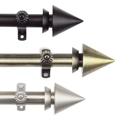 Rod Desyne Cone 3/4 In Adjustable Curtain Rod In Black