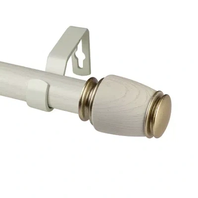 Rod Desyne Romilda Faux Wood 1 In Adjustable Curtain Rod In White