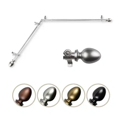 Rod Desyne Emeka Corner 3/4 In Adjustable Curtain Rod In Silver
