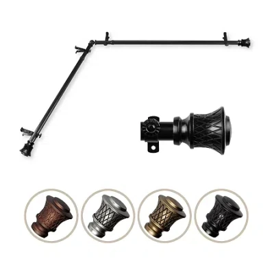Rod Desyne Lennart Corner 3/4 In Adjustable Curtain Rod In Black