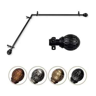 Rod Desyne Tyoma Corner 3/4 In Adjustable Curtain Rod In Black