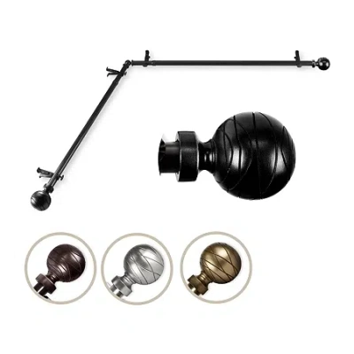 Rod Desyne Arman Corner 3/4 In Adjustable Curtain Rod In Black