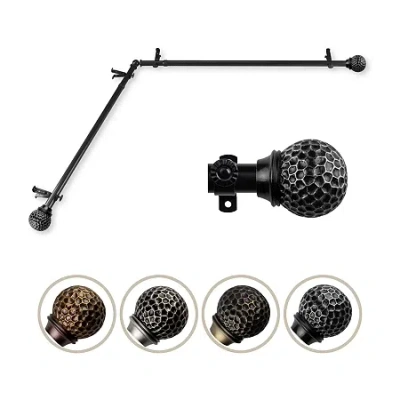 Rod Desyne Celio Corner 3/4 In Adjustable Curtain Rod In Black