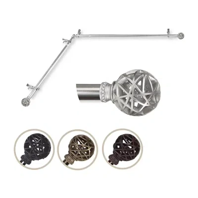 Rod Desyne Leannette Corner 3/4 In Adjustable Curtain Rod In Silver