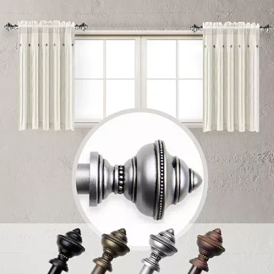 Rod Desyne (set Of 2) Palace 5/8 In Adjustable Side Curtain Rod In Silver