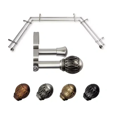 Rod Desyne Tyoma Double Bay Window Rod In Silver