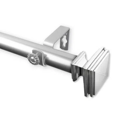 Rod Desyne Bedpost 1 In Adjustable Curtain Rod In Silver