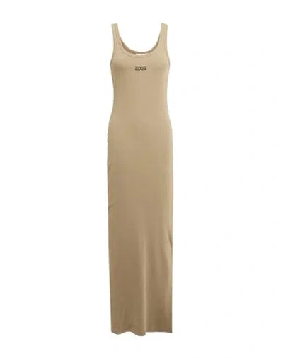 Gestuz Woman Maxi Dress Khaki Size L Cotton, Elastane In Brown