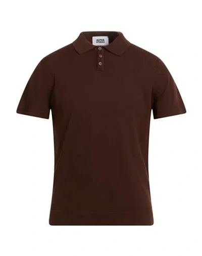 Alpha Studio Man Polo Shirt Chocolate Brown Size 38 Cotton, Polyester In Brown