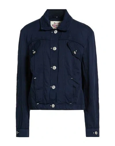 High Woman Jacket Midnight Blue Size 10 Cotton, Linen In Blue