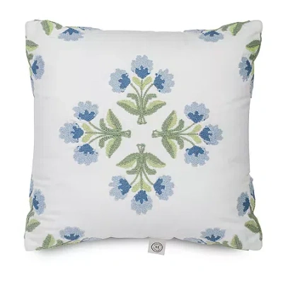 Martha Stewart Davie Square Throw Pillow In White