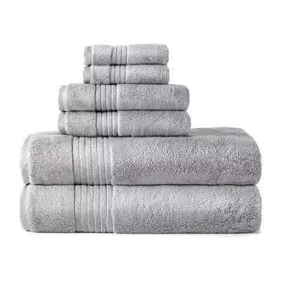 Liz Claiborne Signature Plush 6pc Bath Sheet Set In Gray
