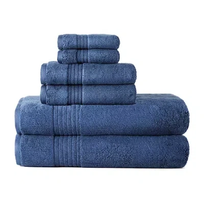Liz Claiborne Signature Plush 6pc Bath Sheet Set In Blue