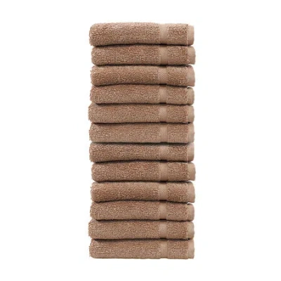 Linum Home Textiles Turkish Cotton Denzi 12-pc. Washcloth Set In Brown