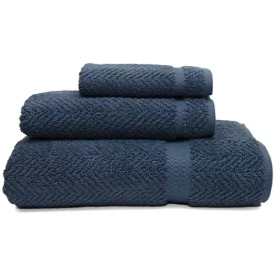 Linum Home Textiles Herringbone 3-pc Bath Towel Set In Blue