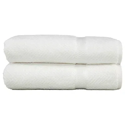 Linum Home Textiles Herringbone 2-pc Bath Towel Set In White