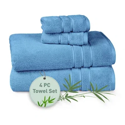 Trident Cotton And Viscose From Bamboo 4-pc. Bath Towel Set In Blue
