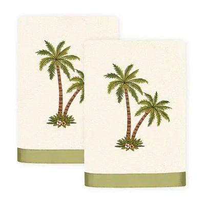 Linum Home Textiles Palmera 2pc Embellished Turkish Cotton Hand Towel Set In Multi