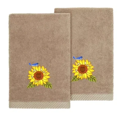 Linum Home Textiles Girasol 2-pc. Embellished Fingertip Towel In Brown
