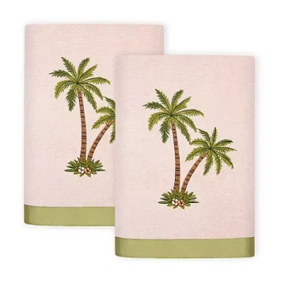 Linum Home Textiles Palmera 2pc Embellished Turkish Cotton Hand Towel Set In Multi