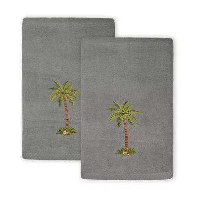 Linum Home Textiles Palmera 2-pc. Embellished Fingertip Towel In Gray