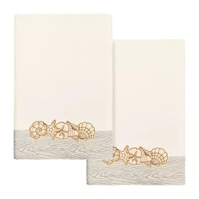 Linum Home Textiles Shell Row 2-pc. Embellished Bath Towel In Sand