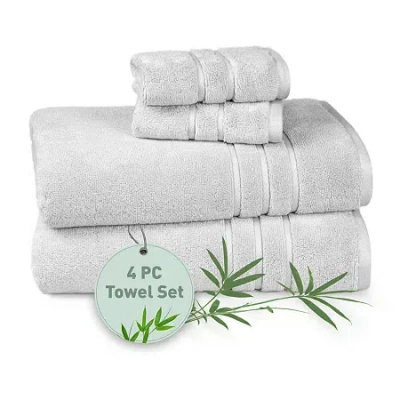 Trident Cotton And Viscose From Bamboo 4-pc. Bath Towel Set In Silver