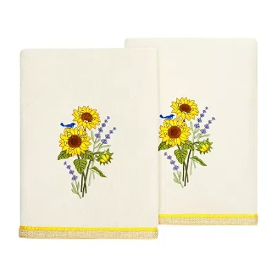 Linum Home Textiles Girasol 2-pc. Embellished Floral Bath Towel In Sand