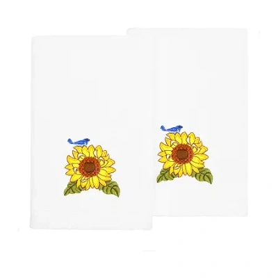 Linum Home Textiles Girasol 2-pc. Embellished Fingertip Towel In White