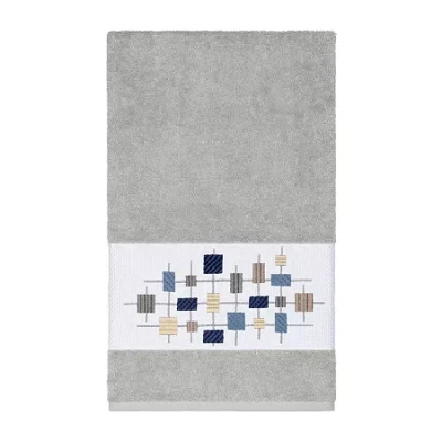 Linum Home Textiles Khloe Embellished Geometric Bath Towel In Gray