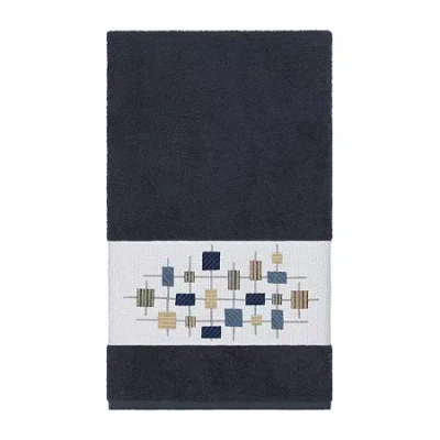 Linum Home Textiles Khloe Embellished Geometric Bath Towel In Blue