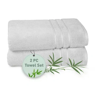 Trident Cotton And Viscose From Bamboo 2-pc. Bath Towel In Silver