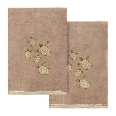 Linum Home Textiles Tortuga 2-pc. Embellished Animal Bath Towel In Brown