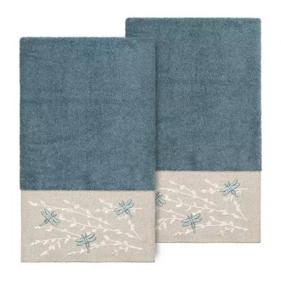 Linum Home Textiles Braelyn 2-pc. Embellished Animal Bath Towel In Blue