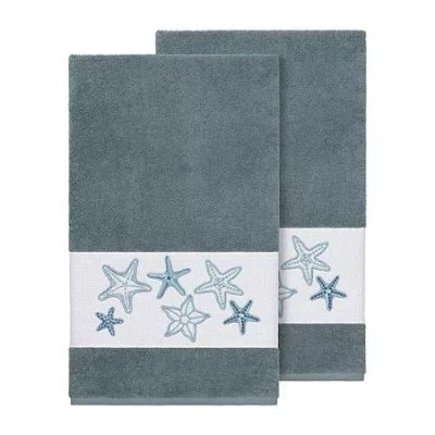 Linum Home Textiles Lydia 2-pc. Embellished Bath Towel In Blue