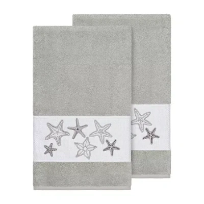 Linum Home Textiles Lydia 2-pc. Embellished Bath Towel In Gray