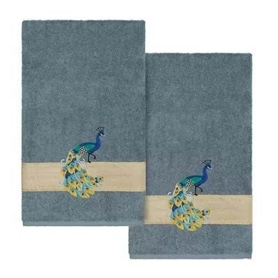 Linum Home Textiles Penelope 2-pc. Embellished Animal Bath Towel In Blue